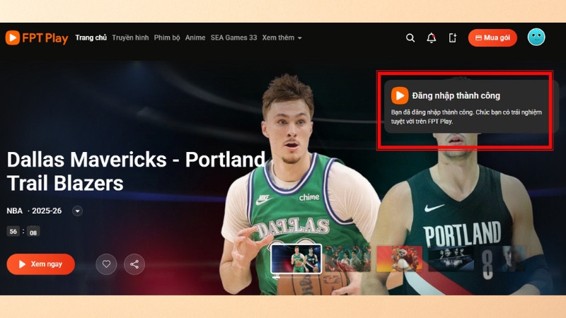 Tạo tài khoản FPT Play trên máy tính thành công