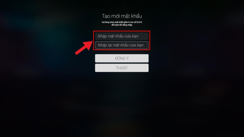 Điền mật khẩu mới mong muốn