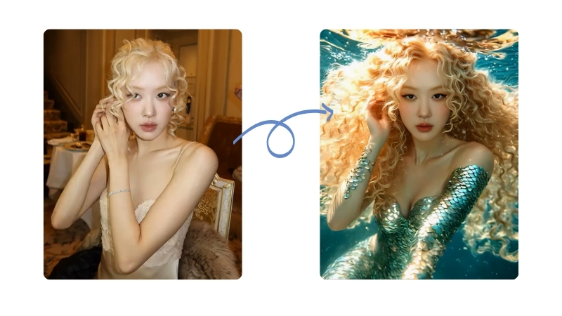 Hiệu ứng biến hình thành nàng tiên cá bằng AI