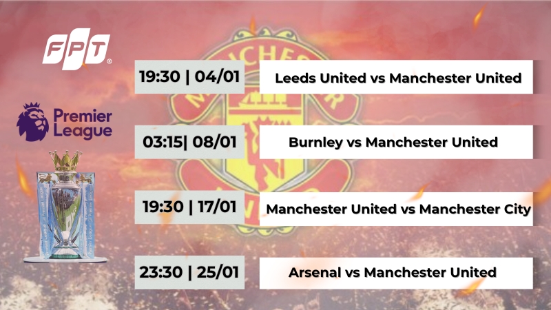 Xem lịch thi đấu của MU th&aacute;ng 1: Thử th&aacute;ch cực đại