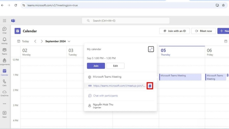 Sao chép link và gửi