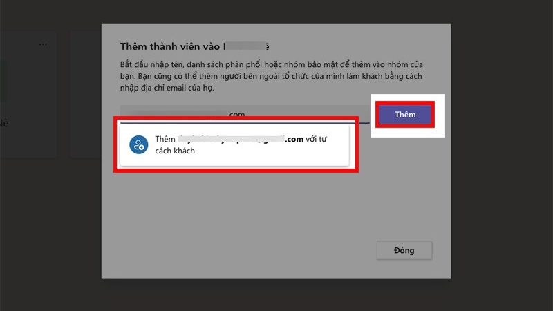Chọn thêm người dưới hình thức khách