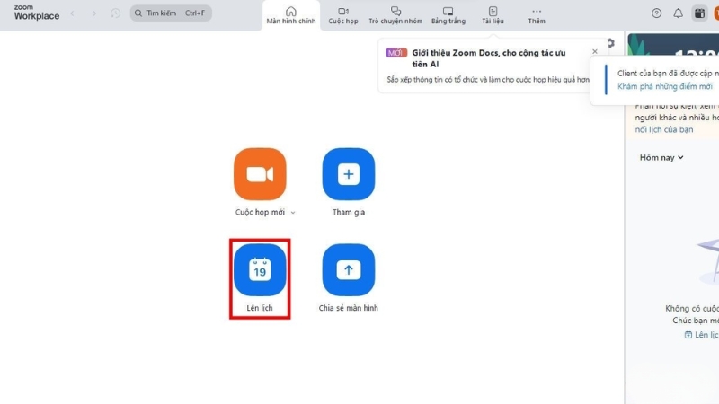 Mở ứng dụng Zoom Meeting và chọn Lên lịch