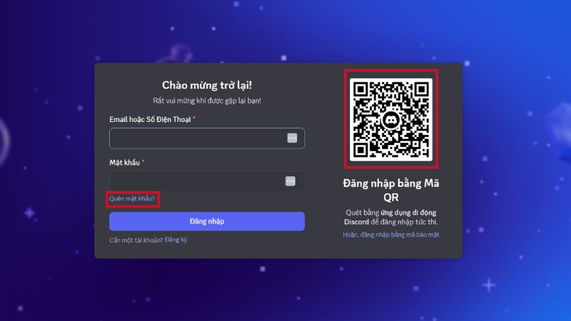 Giao diện đăng nhập Discord