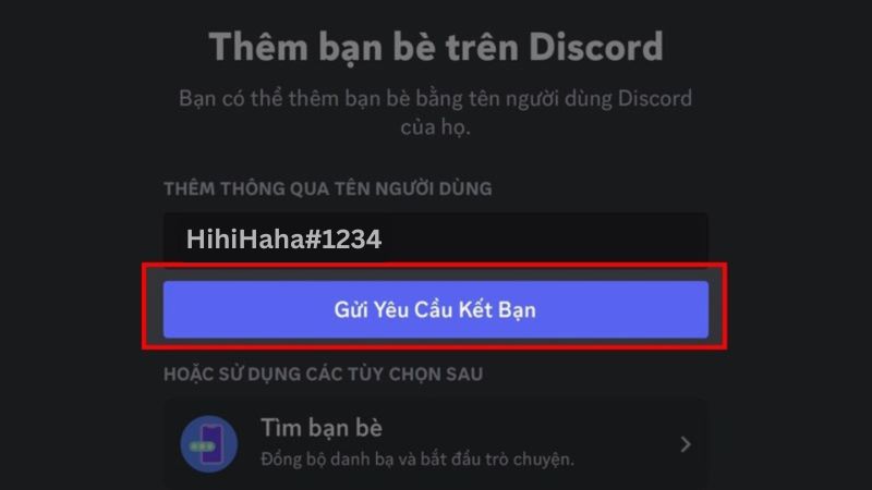 Sau khi nhập tên hãy bấm gửi yêu cầu