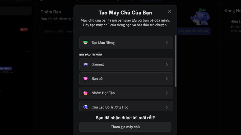 Thêm máy chủ theo ý thích hoặc theo mẫu có sẵn