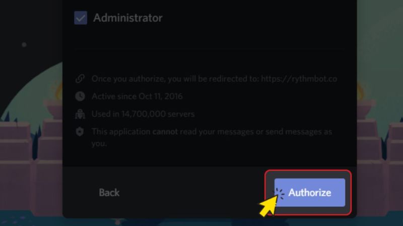 Cấp quyền theo yêu cầu của bot