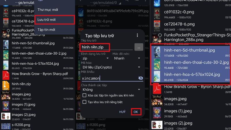 Tiến hành nhập tên và chọn file cần nén
