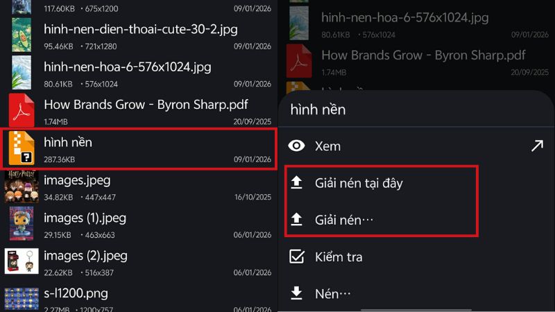 Giải nén file bằng ZArchiver rất nhanh gọn