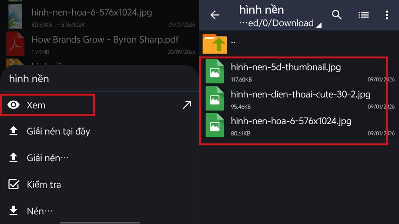 Dễ dàng xem trước nội dung trong file nén