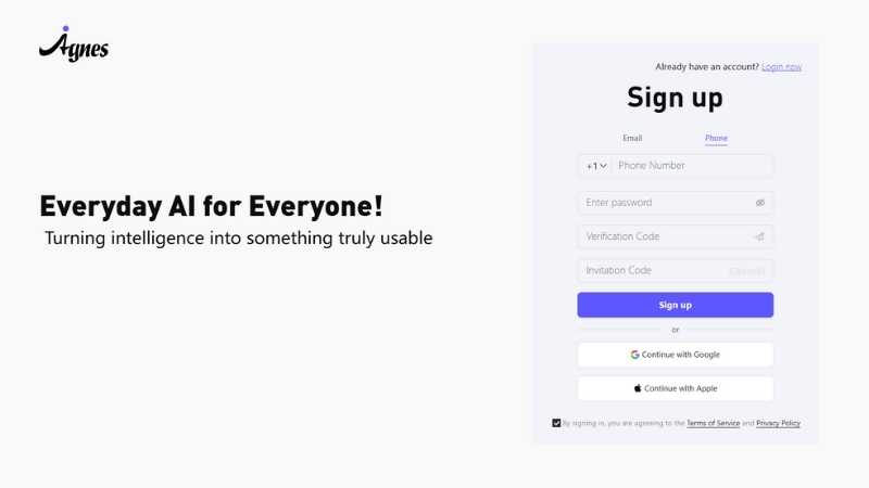 Giao diện đăng ký đơn giản với nhiều lựa chọn