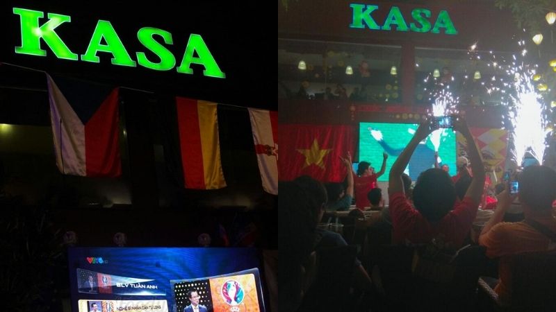 Không gian tại Kasa Garden Cafe thoáng mát và nhiều cây xanh