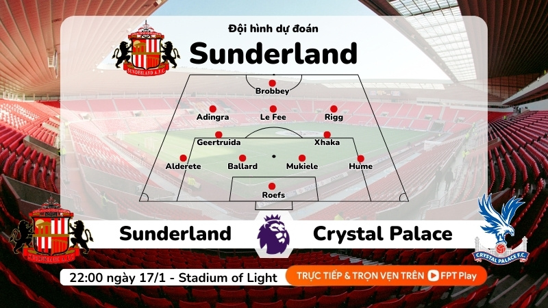 Dự đoán đội hình Sunderland