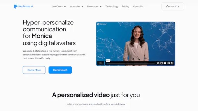 Giao diện của công cụ Rephrase.ai