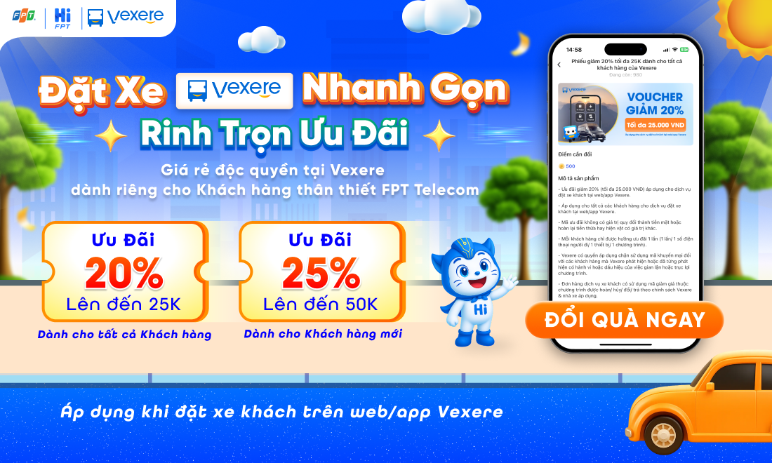 Tết gần kề, đổi qu&agrave; Vexere tr&ecirc;n Hi FPT nhận ưu đ&atilde;i cực m&ecirc;