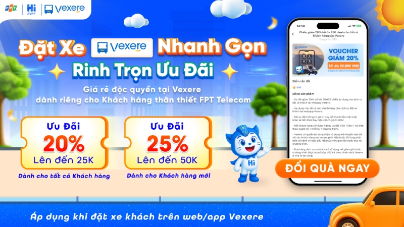 Đổi điểm FGold trên Hi FPT nhận ngay mã ưu đãi Vexere