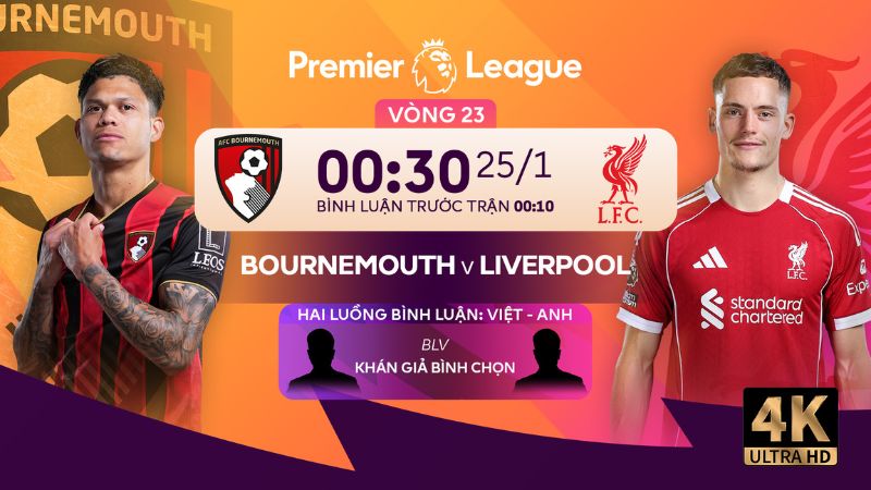 Nhận định Bournemouth vs Liverpool l&uacute;c 00h30 ng&agrave;y 25/01