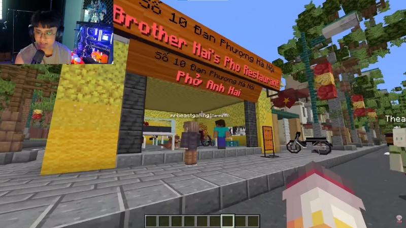 NejiVN dẫn team MrBeast tham quan quán phở Anh Hai trong Minecraft
