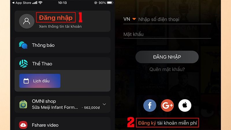 Đăng nhập/Đăng ký tài khoản FPT Play