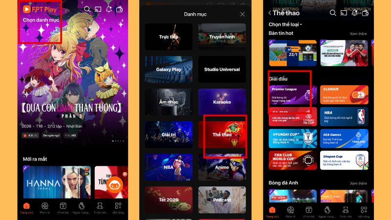 Chọn xem Ngoại Hạng Anh