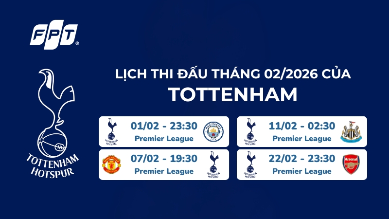 Lịch thi đấu th&aacute;ng 2 của Tottenham: Đại chiến Ngoại hạng Anh