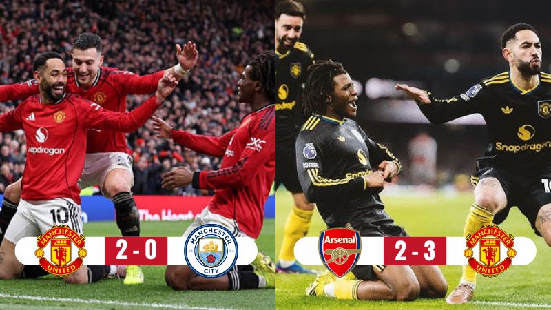 Khung cảnh ăn mừng chiến thắng của MU trước Man City và Arsenal