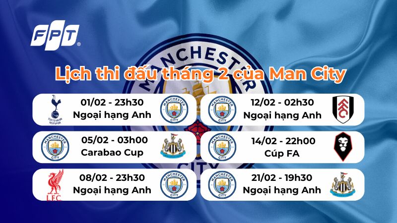 Lịch thi đấu th&aacute;ng 2 của Man City: Chặng đua quan trọng