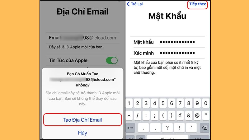 Tạo địa chỉ email và xác nhận