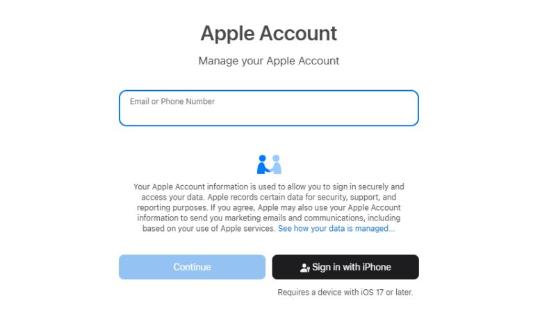 Truy cập trang tạo tài khoản Apple