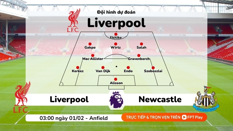 Dự đoán đội hình Liverpool