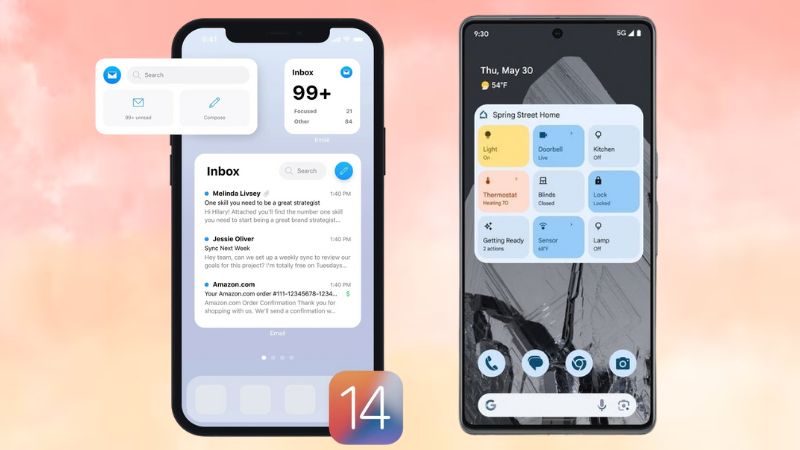 Giao diện widget trên iOS và Android