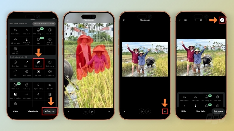 Các bước sử dụng công cụ Chỉnh sửa trên Snapseed để xóa người trong ảnh