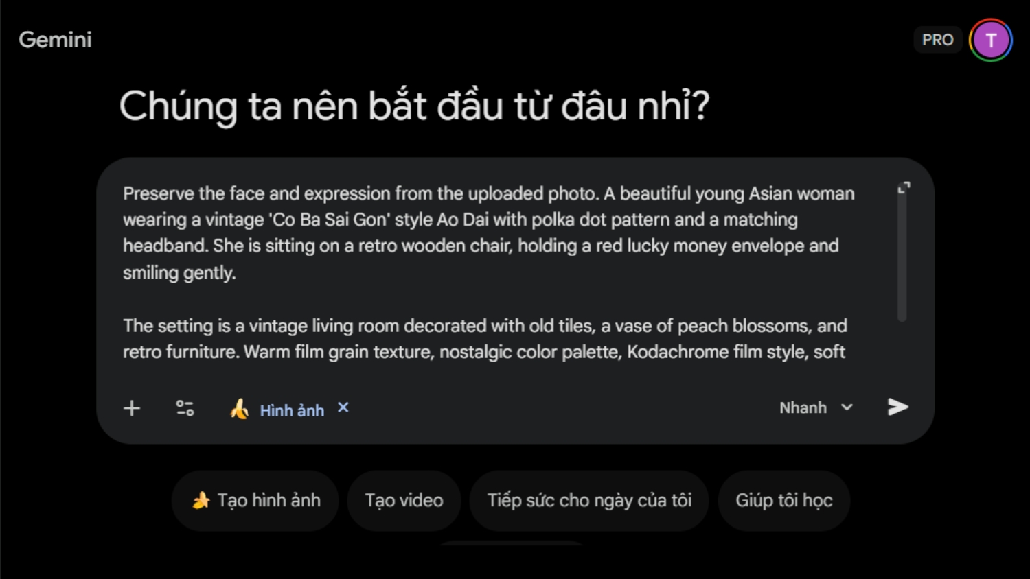 Dán các đoạn prompt vào