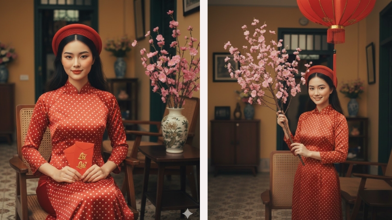 Vẻ đẹp hoài cổ đầy kiêu sa của phụ nữ Sài Thành xưa trong tà áo dài chấm bi