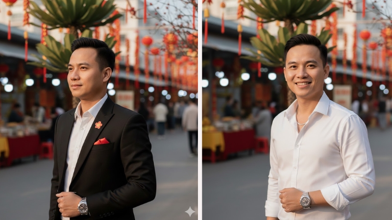 Sự giao thoa giữa nét hiện đại và không khí Tết trong bộ suit sang trọng