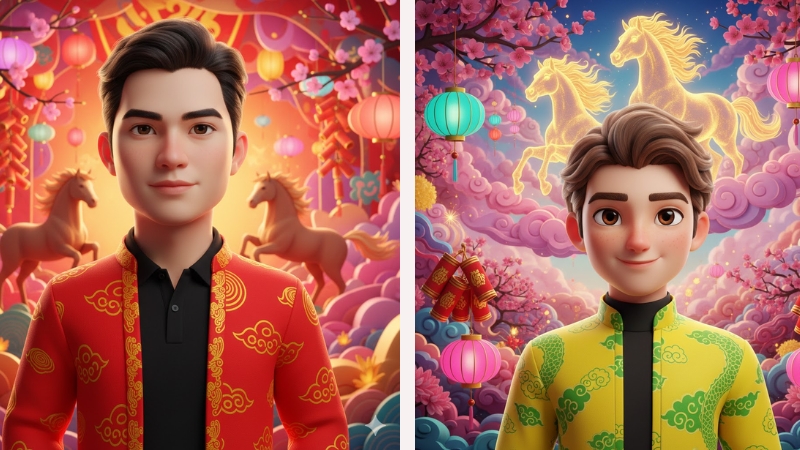 Tạo hình đại diện cực ngầu với các chi tiết biểu tượng của năm 2026