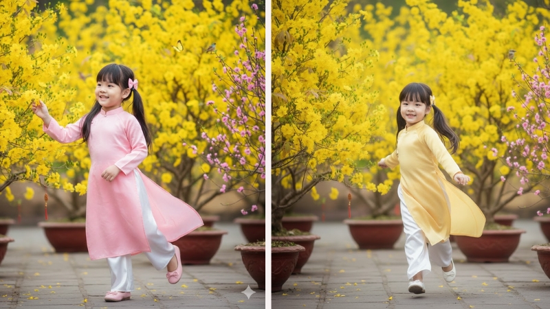 Sự hồn nhiên của trẻ thơ khi tung tăng dạo phố xuân