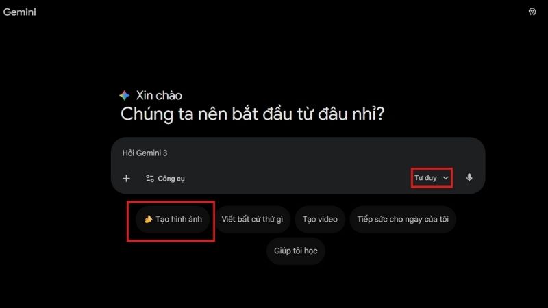 Giao diện trang chủ của Gemini AI