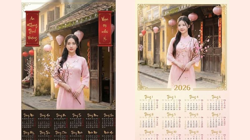 Hình ảnh lịch Tết nàng thơ