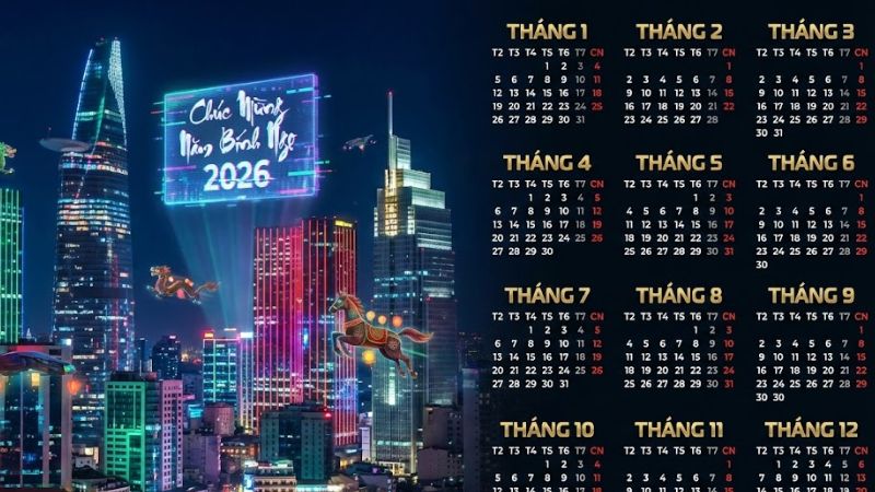 Hình minh họa cho tạo lịch Tết phong cách cyberpunk bằng AI