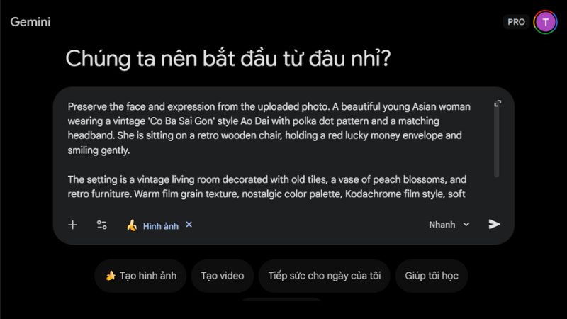 Dán các đoạn prompt vào