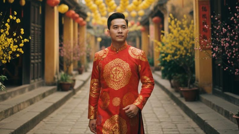 Bước đi giữa lòng phố cổ, sắc đỏ may mắn thắp sáng cả không gian xuân