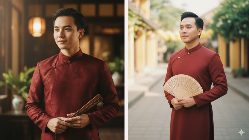 Thư thái và lãng tử với chiếc áo dài và quạt tre truyền thống