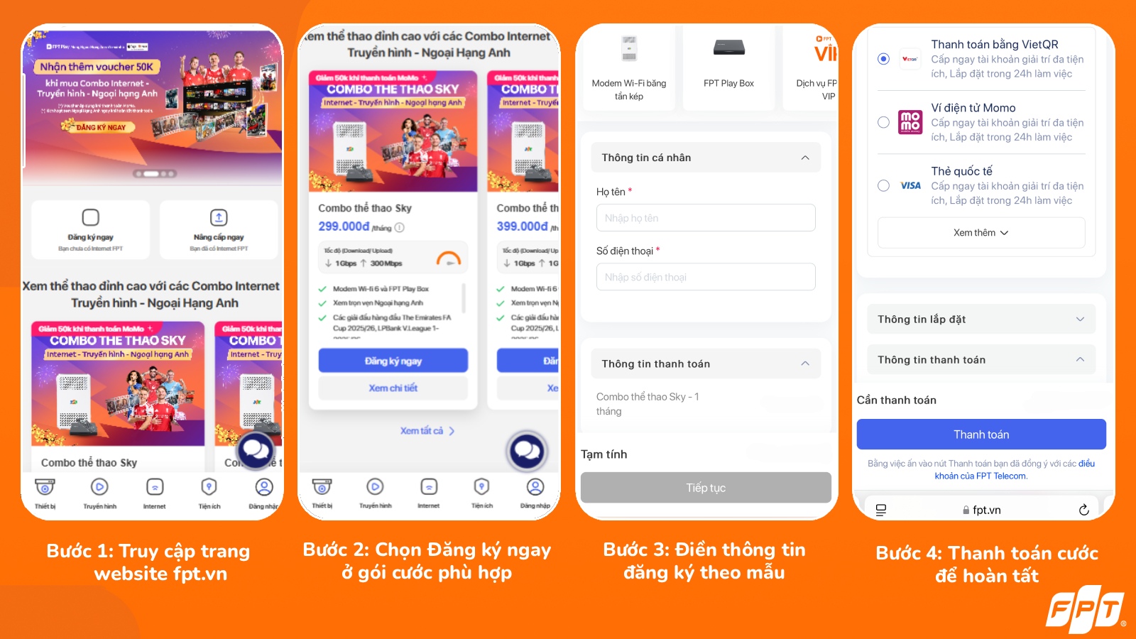 Các bước đăng ký Internet FPT trên website fpt.vn