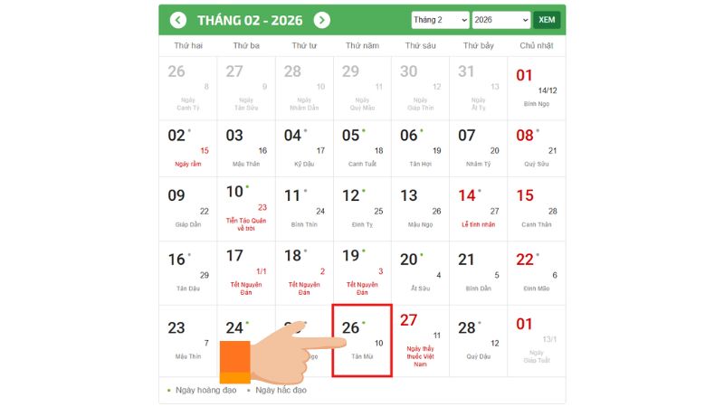 Ngày vía Thần Tài theo lịch năm 2026