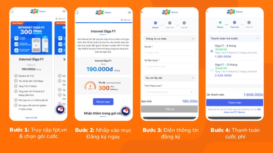 Quy trình đăng ký Internet FPT trên website