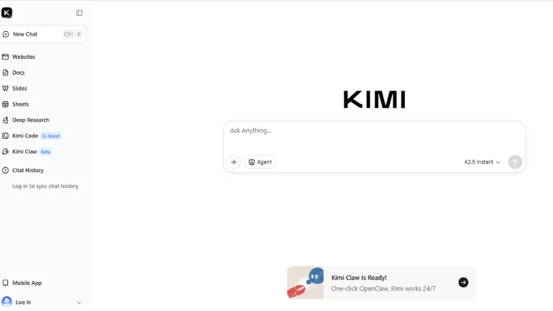 Giao diện của Moonshot AI