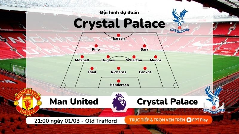 Dự đoán đội hình Crystal Palace