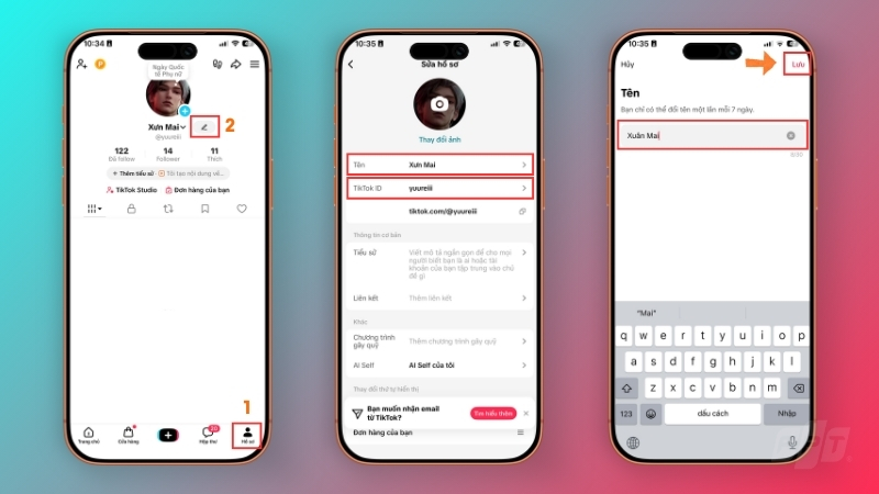 Thao tác đổi tên TikTok chỉ mất khoảng 30 giây trên điện thoại