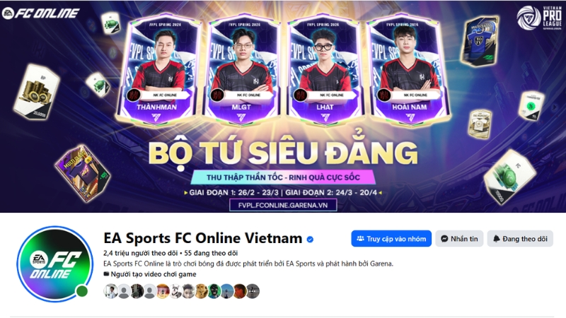 Theo dõi kênh chính thức của FC Online để nhận code mới nhất